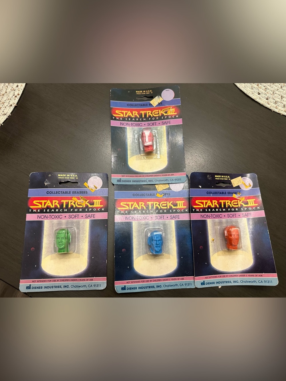 Star Trek III The Search for Spock Collectible Erasers (4) New